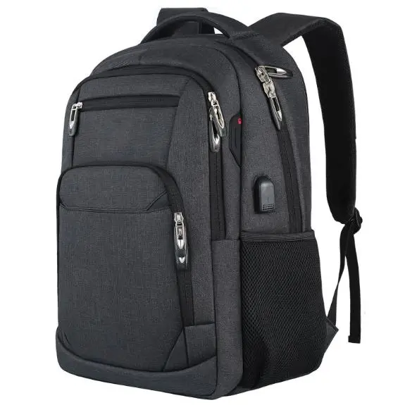De Vie-mochila impermeable para ordenador portátil, mochila grande con conector para auriculares RFID para GL, trabajo, negocios, universidad, hombre y mujer - 1