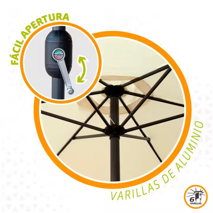 Parasol hexagonal Aktive Garden con chimenea y mástil de aluminio Ø250  cm - 1