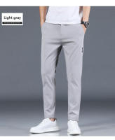 Pantalones Casuales Para Hombre De Seda Helada Verano Negro Gris Delgados Negocios Casual Elasticidad Transpirables Rectos Deportivos - details 20