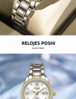 Reloj De Pulsera De Cuarzo Elegante Para Mujer POSHI 990 Con Display De Fecha Y Estilo Casual Y De Negocios Bandeja De Acero Inoxidable Y Ventana De Cristal Hardlex - details 9