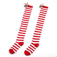 Novena Medias Navideñas Decorativas De Muñeca Calcetines De Pierna Sobre La Rodilla Estampado De Ciervo Y Rayas Para Mujer - details 36