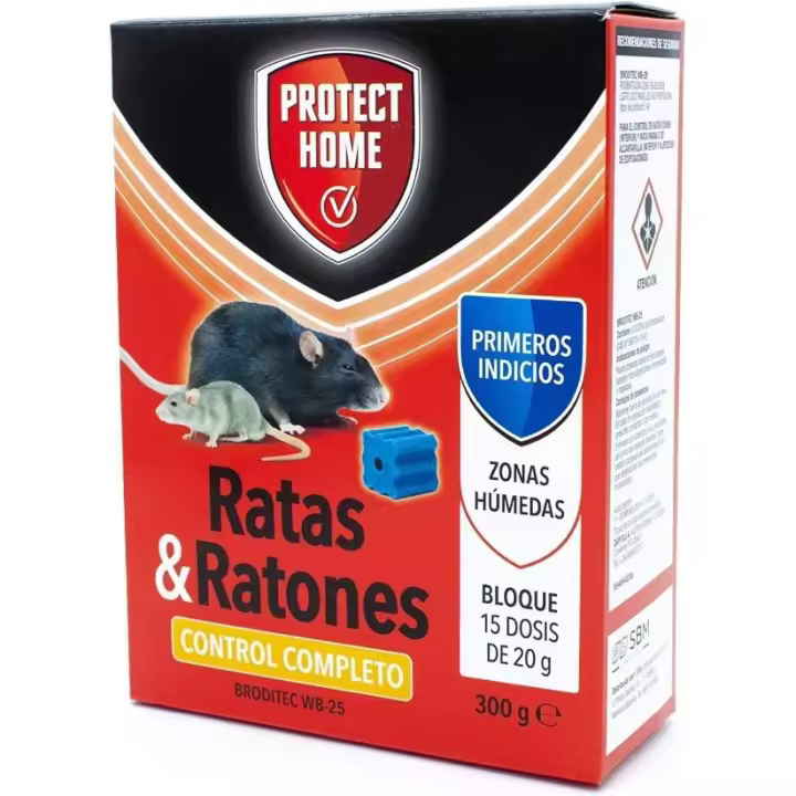Raticida en Bloque para Ratas y Ratones 300g - Protect Home - Control de Plagas - 1
