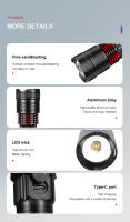 Linterna LED Recargable 9000LM Luz Blanca Láser Super Brillante 2000m Luz De Camping Torcha Potente Impermeable Para Aventura Al Aire Libre - details 17
