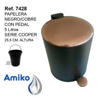 PAPELERA AMIKO SERIE COPPER CON PEDAL PARA LA APERTURA Y 5 LITROS DE CAPACIDAD - details 0
