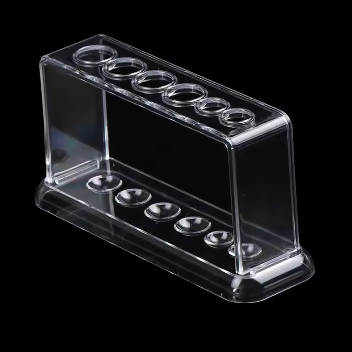 Estante De Tubos De Prueba Transparentes De Plástico 6 Agujeros Soporte Para Laboratorio 16.7*8*3cm Organizador De Tubos De Prueba - 1