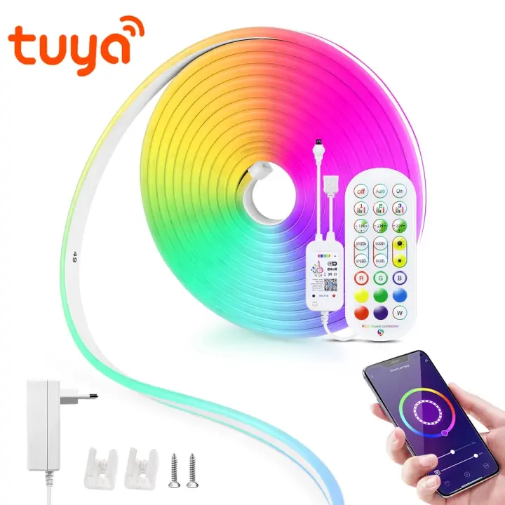Tira De Luces LED 12V Neón Inteligente WiFi Bluetooth RGB Para Decoración De Habitaciones Compatible Con Alexa Y Google Home - 1