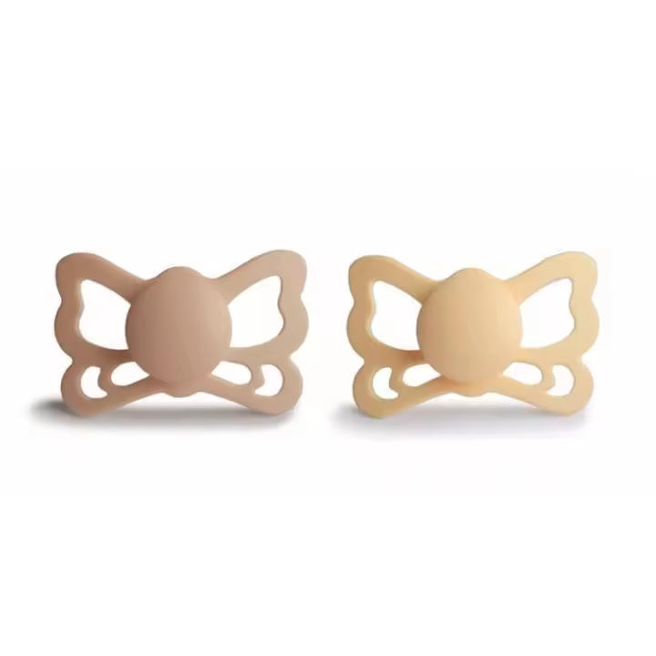 Frigg Chupetes Anatómico Silky/Pale 6m | Diseño Mariposa 2 Unidades - 1