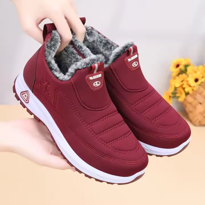 Botas De Invierno Para Mujer Antideslizantes Con Forro De Peluche Aislante De Nieve Zapatos Casuales De Talón Bajo Moda - 1