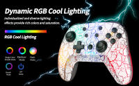 Controlador Inalambrico para Switch con 2 botones traseros programables y luces de diseño agrietado, Mando para juegos 1000 mAh para Switch/Lite/OLED, Wireless Controller compatible con Android/iOS/PC (blanco) - details 0