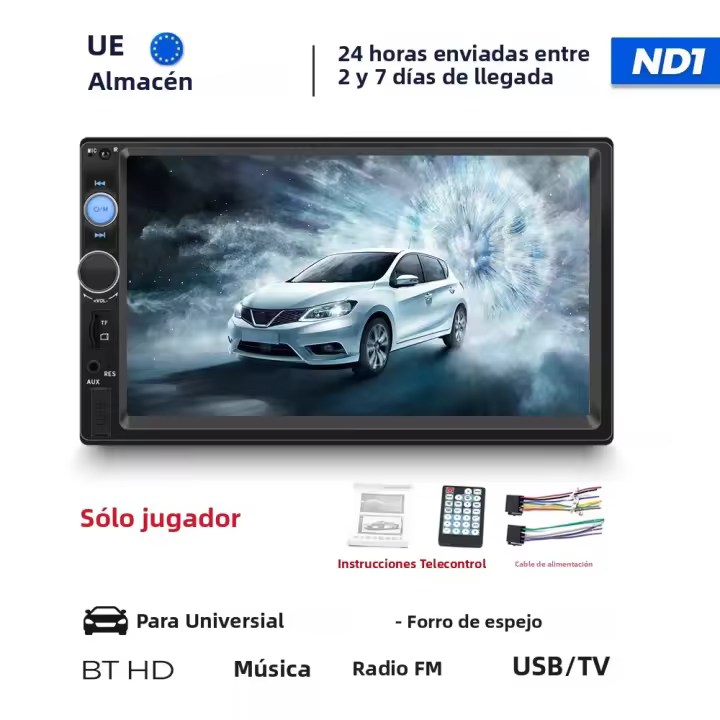 NaviFly Reproductor MP5 Universal De 7 Pulgadas Con Pantalla Táctil HD Radio Para Coche Multimedia Inteligente Soporte USB BT TF Mirror Lin-k HD FM - 1