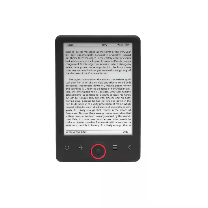 E-book DENVER EBO 635LMK2 Libro electrónico Pantalla LUZ Retroiluminada 6" Tinta electrónica 1024x758 Memoria 4GB Negro batería 1500mAh litio ebook Micro SD Hasta 32Gb - 1