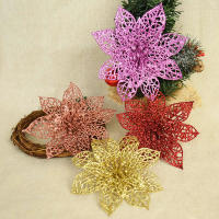 Decoración De Navidad Rosa Artificial Brillante 5/10pcs Flores Para Wreath Accesorios De Colores Adornos Para El Hogar DIY Noel - details 1