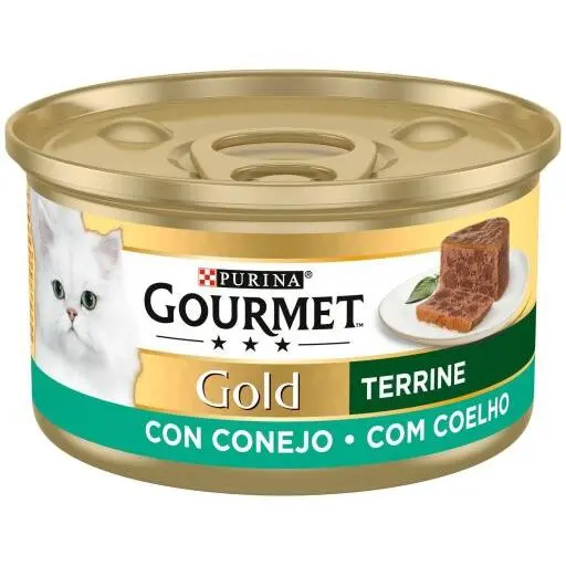 Gourmet Gold Terrine con Conejo. Pack 24 latas - Comida húmeda para gatos sabor conejo - 1