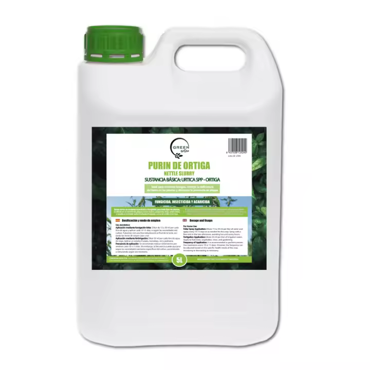 GREEN GOF Purin de Ortiga Ecológico, 5L. Insecticida, Fungicida, Acaricida para el Control de Hongos y para Corregir la clorosis férrica. Curativo y Preventivo. - 1