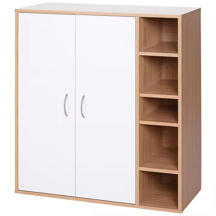 HOMCOM Armario Gabinete Consola Armario Bajo Mueble Organizador de Almacenaje Multiusos de Cocina Comedor Salón Baño con Puertas y Estantes Ajustables 80x32x91 cm - 1