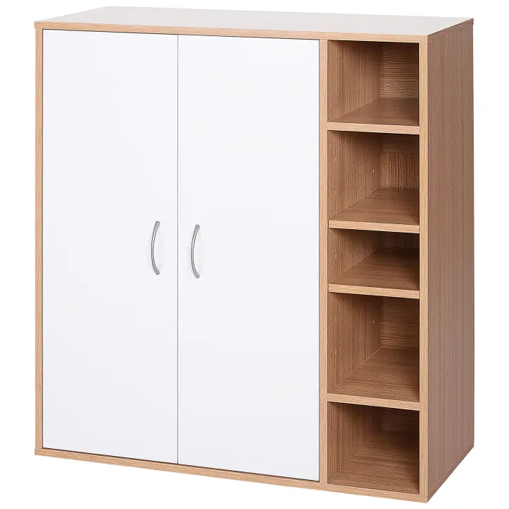 HOMCOM Armario Gabinete Consola Armario Bajo Mueble Organizador de Almacenaje Multiusos de Cocina Comedor Salón Baño con Puertas y Estantes Ajustables 80x32x91 cm - 1