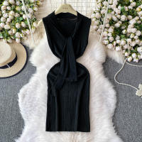 Vestido Bodycon Mini De Color Sólido Con Cuello Redondo Y Cremallera Lateral Para Mujer Vestido Sin Mangas Estilo Casual Y Elegante Para Oficina Y Verano - details 25