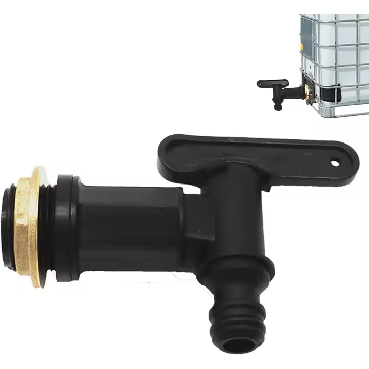 Adaptador Ibc de montaje de tanque de agua de lluvia con adaptador de tanque de grifo Ibc adaptador de tanque Ibc negro 25,4mm - 1