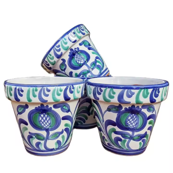 Set de 3 Macetas estilo "Granada" - Pintadas a mano - Cerámica de Granada (España) - Granada Ceramic plants pots - Planter - 1