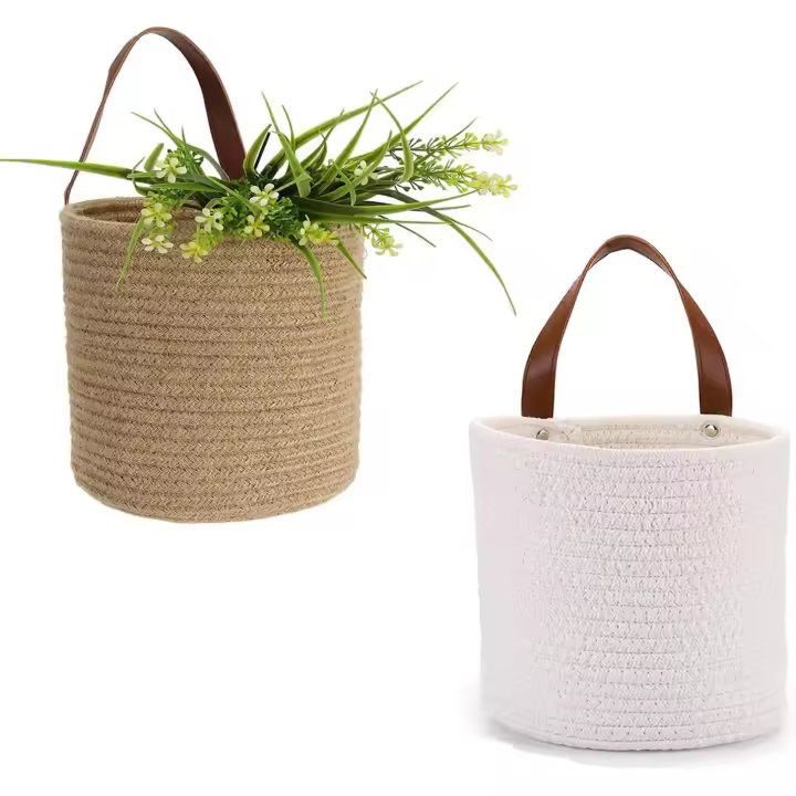 Cesta de almacenamiento Coltando with Mango de cuero de PU, maceta, cesta para Plantas - 1