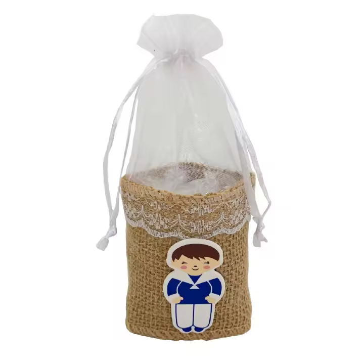 Flikehome - Bolsa de yute/organza Comunión 7x6cm - Pack 12 Unidades - 1