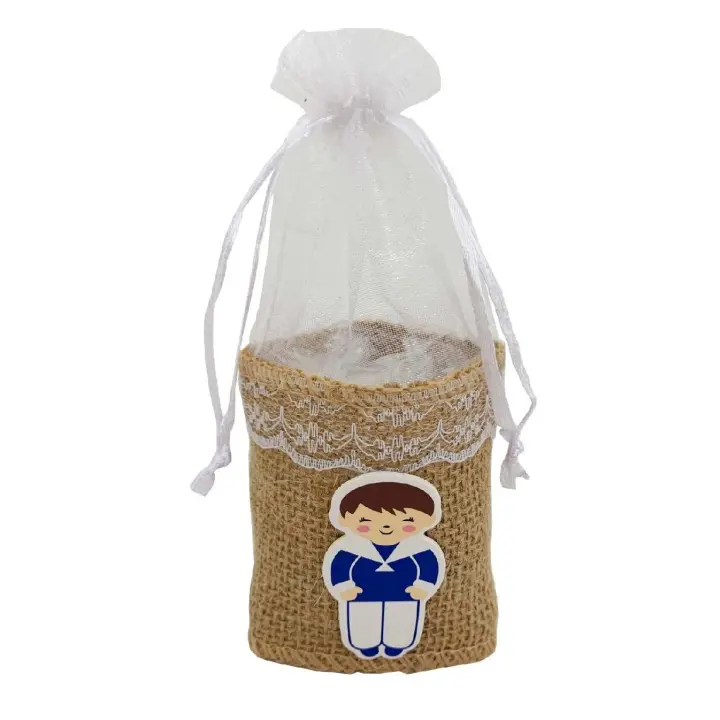 Flikehome - Bolsa de yute/organza Comunión 7x6cm - Pack 12 Unidades - 1
