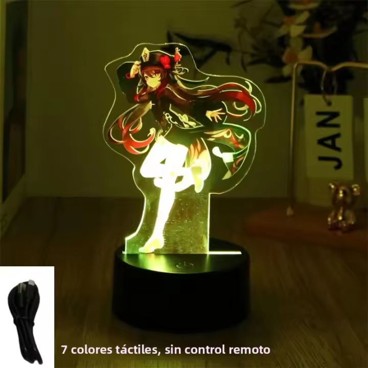 Lámpara 3D De Anime Genshin Impact LED Luz Nocturna Zhongli HuTao Xiao Shenhe Para Decoración De Habitación Regalo De Cumpleaños Luces - 1