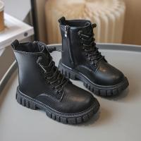 Botas De Tobillo Para Niñas Cuero Negro Antideslizante Moda Primavera Otoño Cierre De Cremallera Altura De Bota Completa - details 13