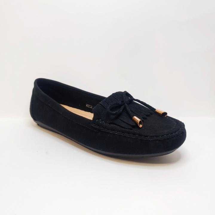 Sabrina Bailarina de Mujer Antelina Negra, Manoletina Plana