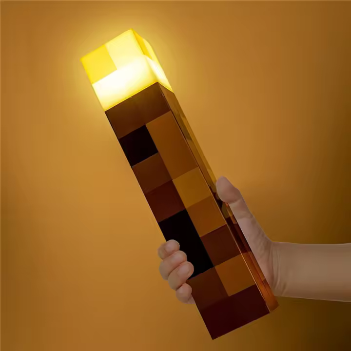 Lámpara De Noche LED USB Recargable MC Game Torch Marrón Para Decoración De Habitación Lámpara De Mesa Para Niños Lámpara De Borde De Cama Moderna Sin Certificación Ni Origen Específico - 1