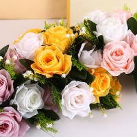 Bola De Flores Artificiales 1PC Base De Plástico Verde Tela De Seda Para Centros De Mesa De Bodas Decoraciones De Fiesta - details 2