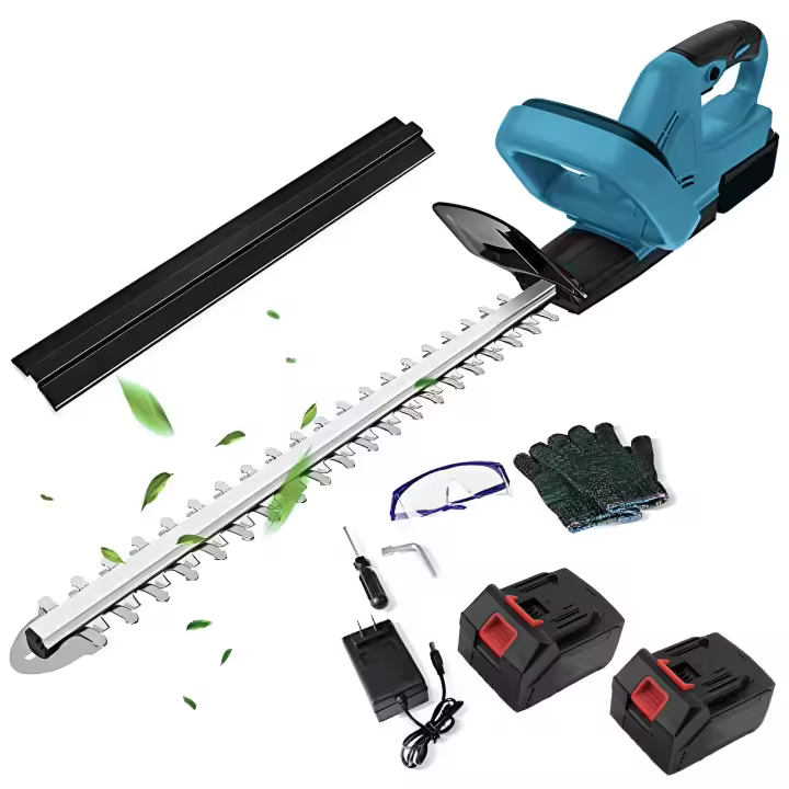 Cortasetos eléctrico inalámbrico, recortador de setos de 21V y 22 pulgadas con batería de 3.0Ah y cargador con doble Hoja de Acción, capacidad de corte de 3/5" - 1