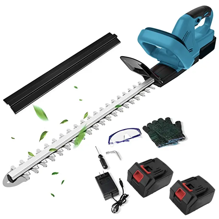 Cortasetos eléctrico inalámbrico, recortador de setos de 21V y 22 pulgadas con batería de 3.0Ah y cargador con doble Hoja de Acción, capacidad de corte de 3/5" - 1