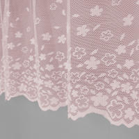 Cortina De Cocina Americana Rosa En Lace Cortina Corta No Perforada Translúcida De Poliéster Para Decoración De Hogar Y Café - details 5