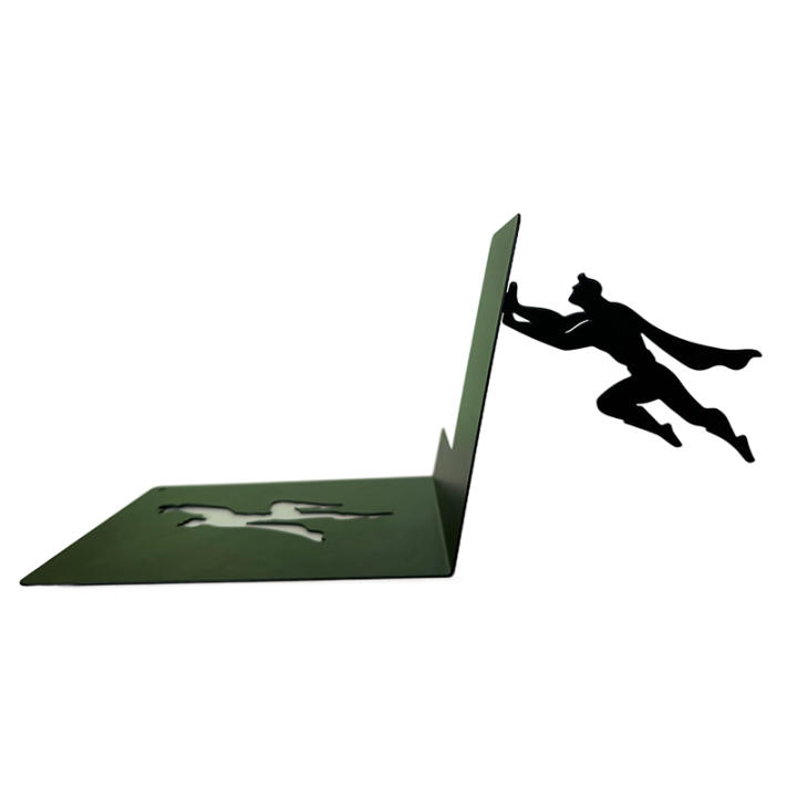 Bookends Figurines De Héroe Superhéroe Creativo Metálicos Para Escritorio Oficina Decoración De Estantería Base De Pie Accesorios De Adorno