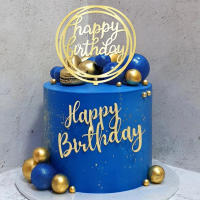 Toppers De Pastel De Boda Aniversario Cumpleaños Fiesta De Baño De Novia Decoración De Pelota Azul Y Oro Simplicidad Para Fiestas Y Eventos - details 0