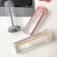 Botella De Agua Portátil Con Pajillas Y Fruta Infusor Taza De Jugo De Frutas Para Deporte Y Viajes Transparente Reutilizable Y Lavable - details 7