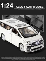Miniatura De Coche Diecast Vellfire MPV Escala 1:24 Con Ruedas De Goma Puertas Abiertas Función Retroceso Luz Y Sonido Regalo Para Niños - details 1