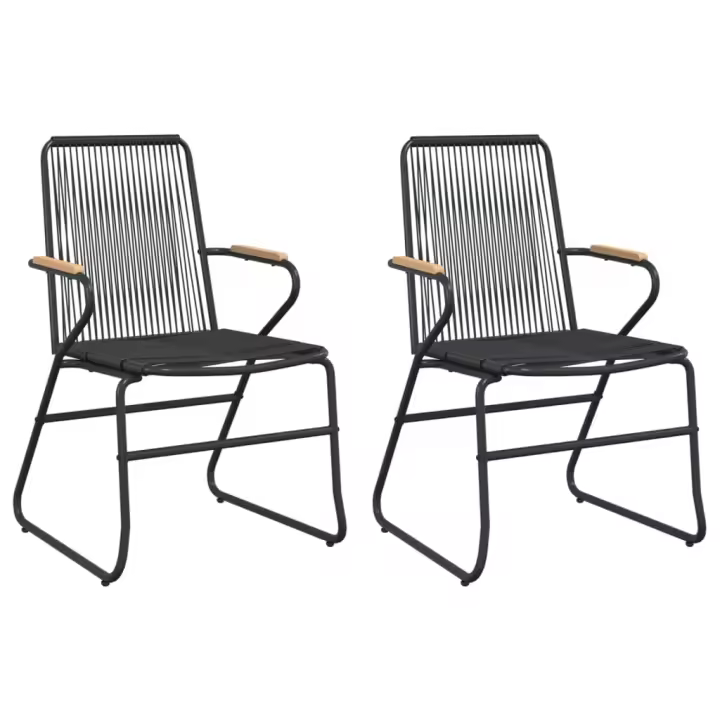 vidaXL Sillas de jardín 2 unidades ratán PVC negro 58x59x85,5 cm - 1