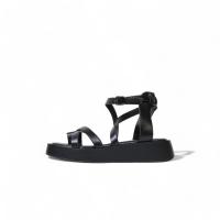 Sandalias negras planas con Plataforma de tiras - Plantilla acolchada EXTRA suave A6093 - details 2