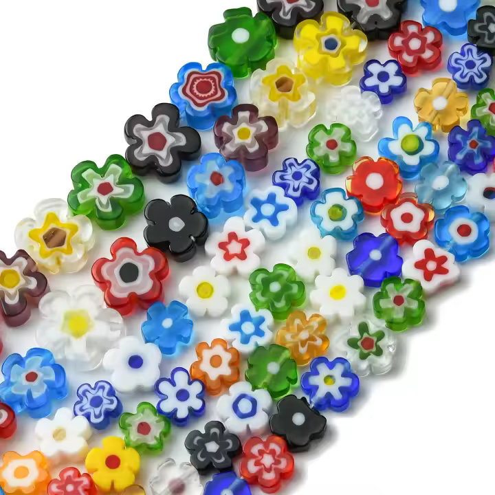 Hilo De 1 Pieza De Flores Hechas a Mano Millefiori De Vidrio Para DIY Joyería De Cuentas Para Niñas Collares Pulseras Kit De Fabricación - 1