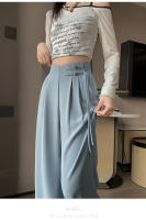 Pantalones Anchos De Pierna Para Mujer Cintura Alta Botones Elegante Minimalista Primavera Verano Sueltos Rectos De Poliéster - details 14