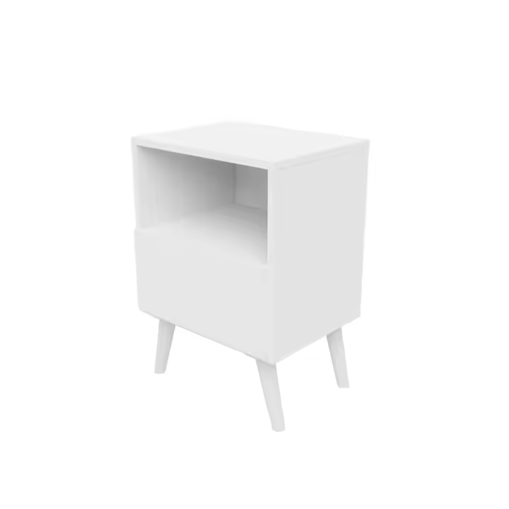 Buyqualia - Mesita de Noche Blanca con Diseño Retro, 1 hueco - 1 Cajón, Estilo Vintage - 1