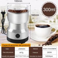 Molinillo de Café Eléctrico Molinillo de 200W Molinillo Eléctrico de Café 300ml Molinillos de Especias para Molinillo Semillas Especias Secos(Plata) - details 5