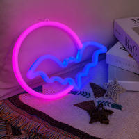Ilumina Tu Hogar Con Nuestra Lámpara De Neón De Murciélago Y Luna LED Alimentada Por USB/batería Decoración Para Paredes Adecuada Para Niños Regalo Casa De Horror O Fiesta - details 2