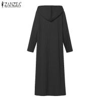 ZANZEA Vestido De Capucha Con Cuello V Y Manga Larga Estilo Casual Para Mujer Dress Maxi Otoño Invierno Cuello Redondo Suéter Drop-shoulder - details 5