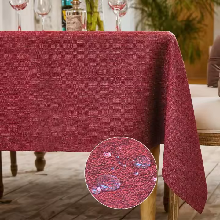 Mantel Antimanchas Mantel Mesa Rectangular Efecto Lino Denso Manteles de Mesa Impermeable para Casa Comedor Cocina Exterior Navidad Fiestas Cumpleaños 140 cm x240cm Colores Varios - 1