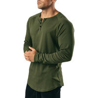 Camiseta De Manga Larga Para Hombre Estilo Hip Hop Casual Fitness Musculado Cuello V Ajustada Algodón Sport Gym - details 5