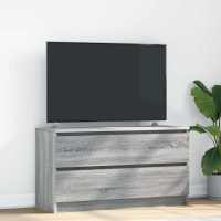 vidaXL Mueble para TV madera contrachapada 100x35x54 cm en color Blanco/Marrón roble/Roble Sonoma y más | almacenamiento funcional diseño moderno para baño dormitorio sala - details 5