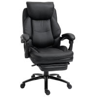 Vinsetto Silla de Oficina Ergonómica Silla de Escritorio Ajustable en Altura con Respaldo Inclinable hasta 130° Función Basculante y Resposapiés Retráctil Acero 73x66x112-118 cm Negro - details 0